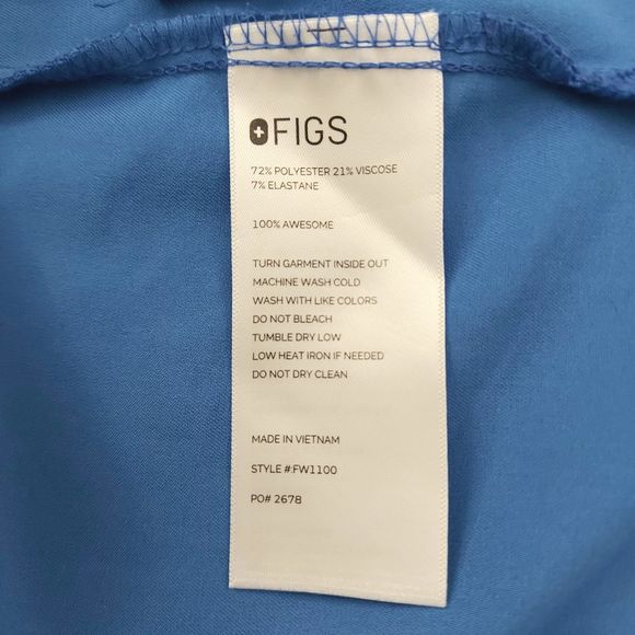 Figs Womens Scrub Top XS Blue Casma V-Neck Short Sleeve Work Uniform Utility - Picture 12 of 12